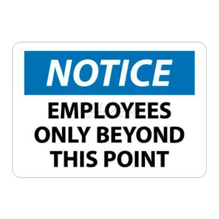 National Marker Co NMC OSHA Sign, Notice Employees Only Beyond This Point, 10in X 14in, White/Blue/Black N161RB
